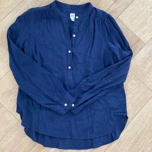 GAP button popover blouse Medium dark blue